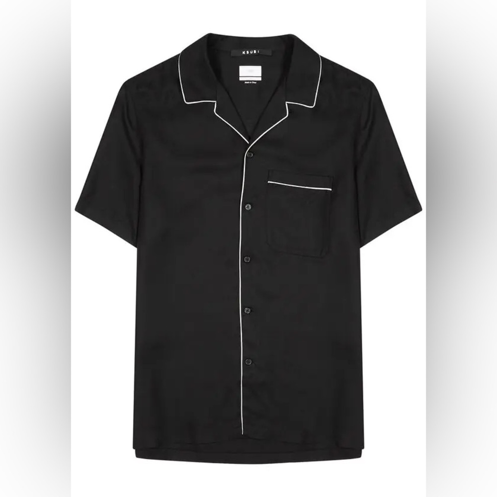 Ksubi DOWNTOWN Black Short Sleeve Button Down Shirt